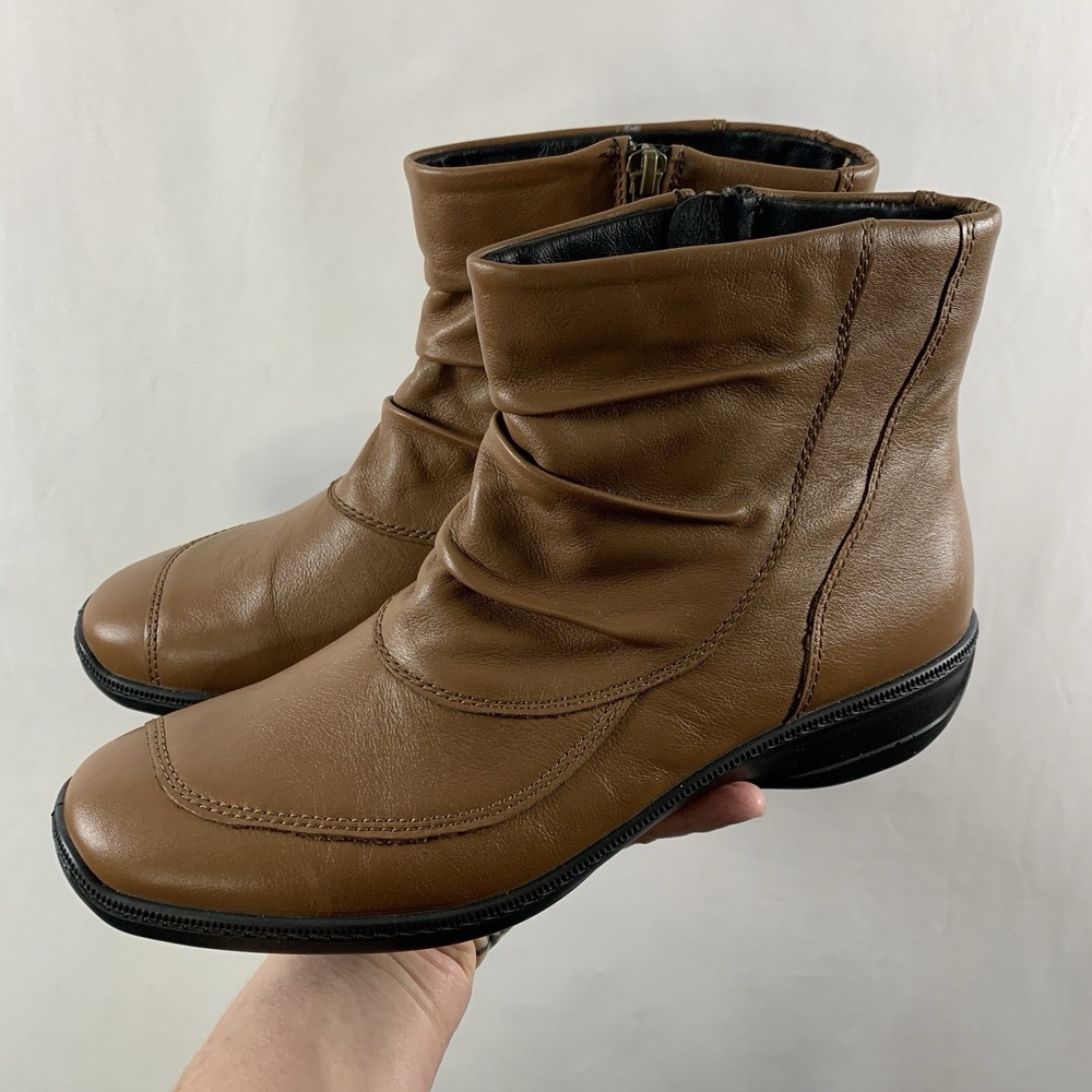 Hotter Womens Catrina Slouch Ankle Boots Size 9.5 M Cognac Made in England
